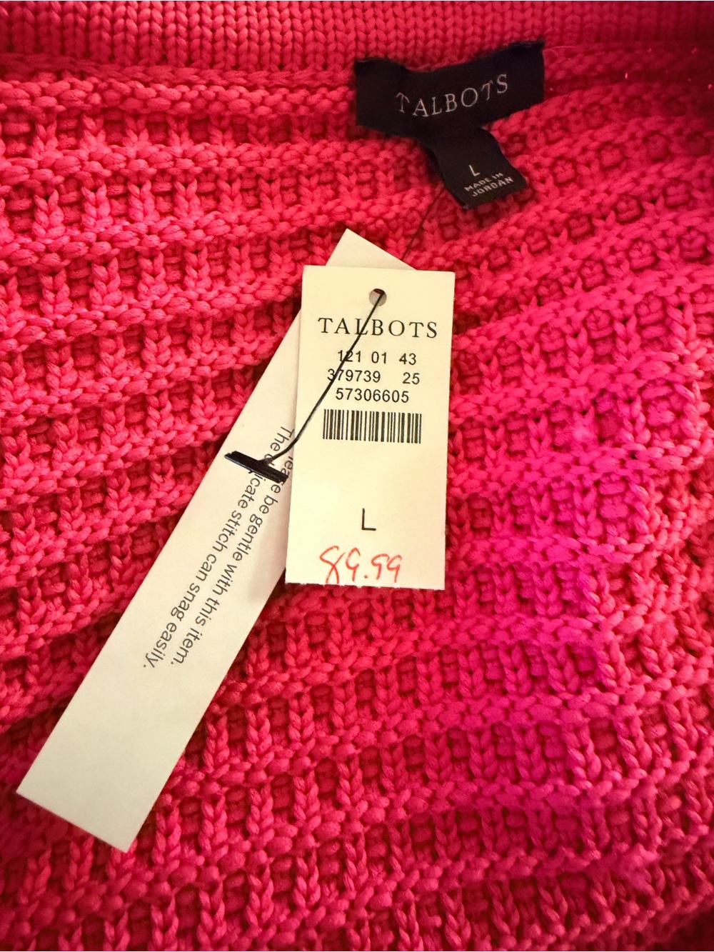 NWT TALBOTS  Ribbed V-Neck Cardigan Sweater in Hot Pink - Picture 7 of 8